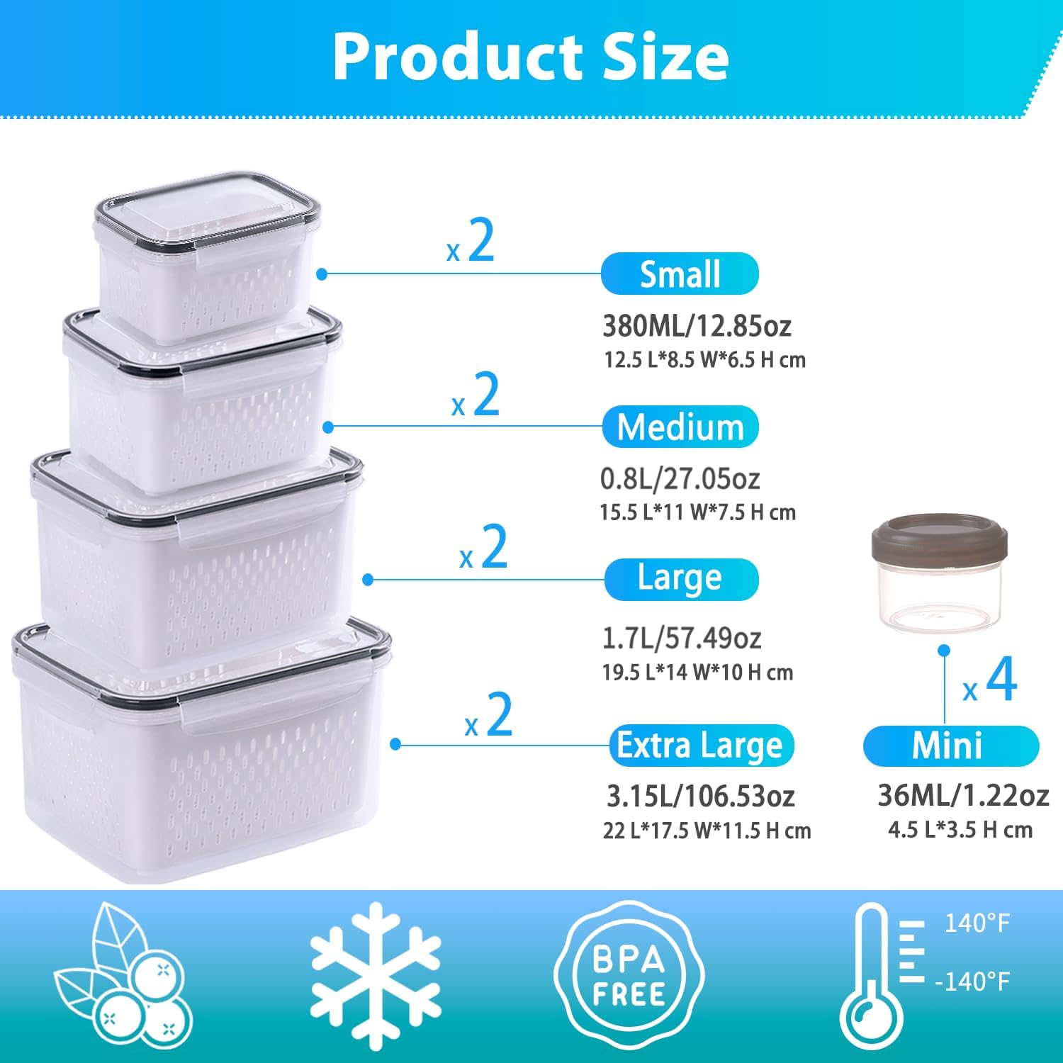KUMD 24-Piece Airtight Fruit Storage Containers Set - Model: B0F136GJHH