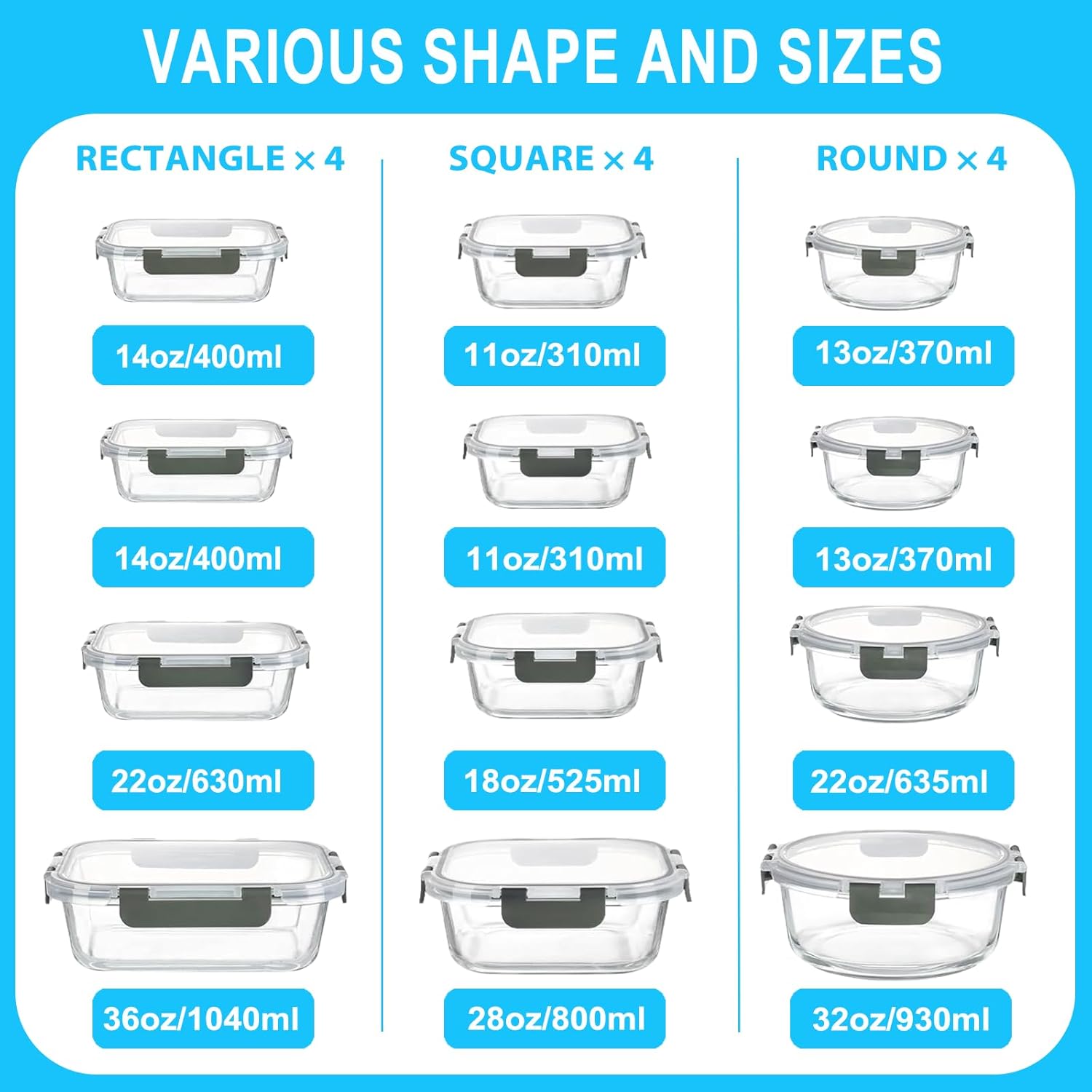 KUMD 24-Piece Set (12-Pack) Premium Glass Storage Containers (Model: B0FN7R1Q9D)