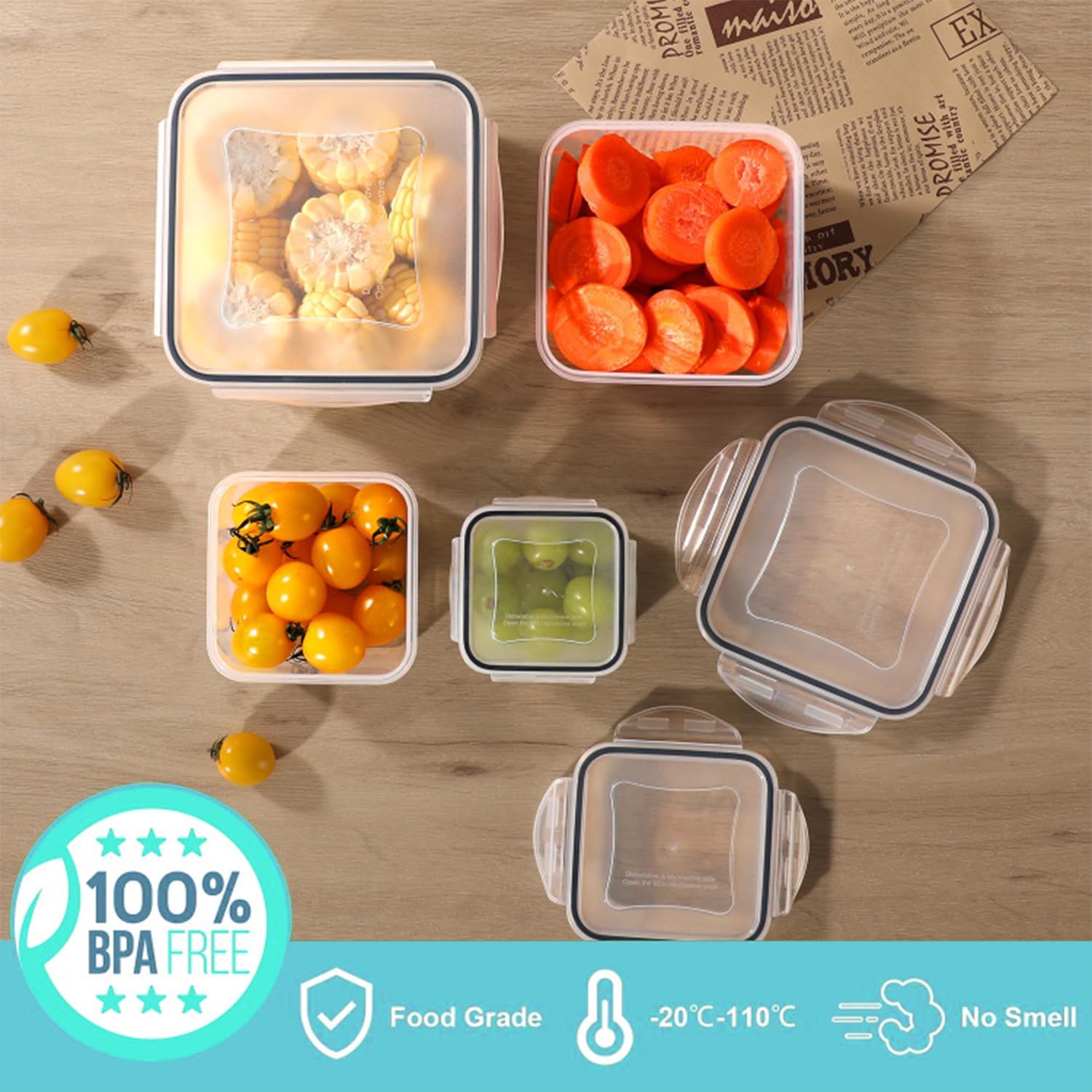 KUMD 50-Piece (25-Pack) Food Storage Containers Set with Lids - Model: B0DPYRYK8Q