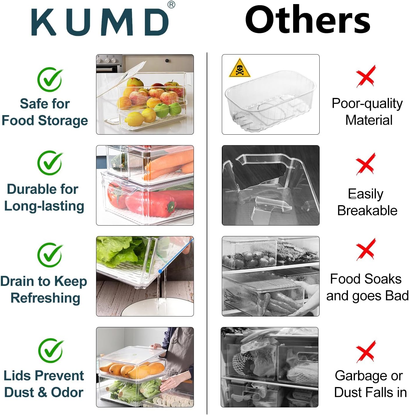KUMD 10-Pack Stackable Fridge Organizers and Storage- Model: B0C4SNSHHB