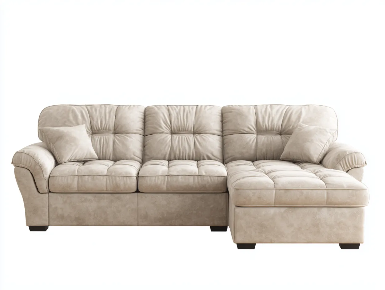 Divano angolare in tessuto 275x170x85 cm - beige - design moderno per soggiorno-Livingure