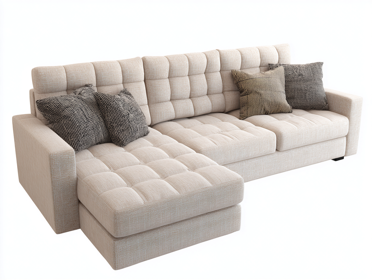 Divano angolare tessuto imbottito 280x160x85 cm - beige - design contemporaneo per soggiorno-Livingure