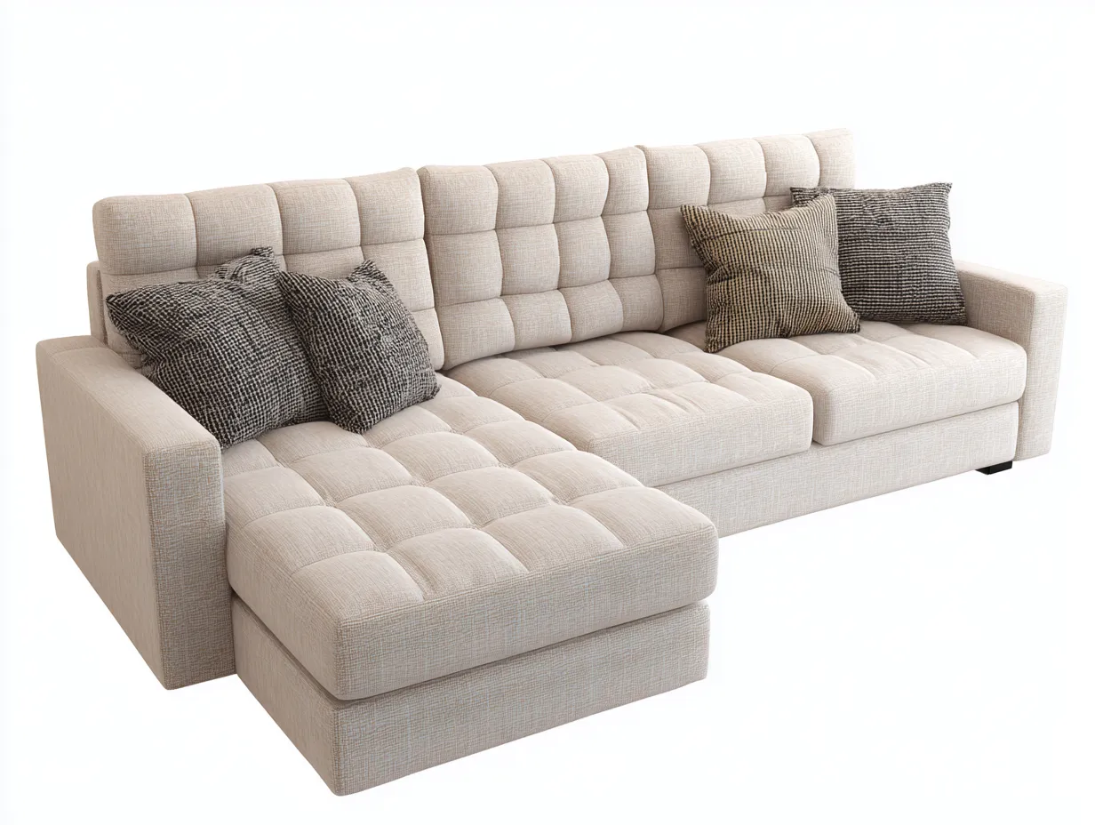 Divano angolare tessuto imbottito 280x160x85 cm - beige - design contemporaneo per soggiorno-Livingure