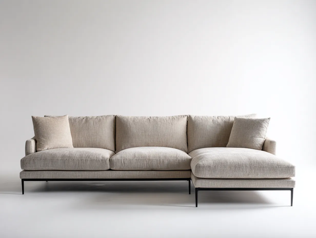 Divano angolare in tessuto imbottito 280x165x85 cm - beige - design moderno per soggiorno-Livingure