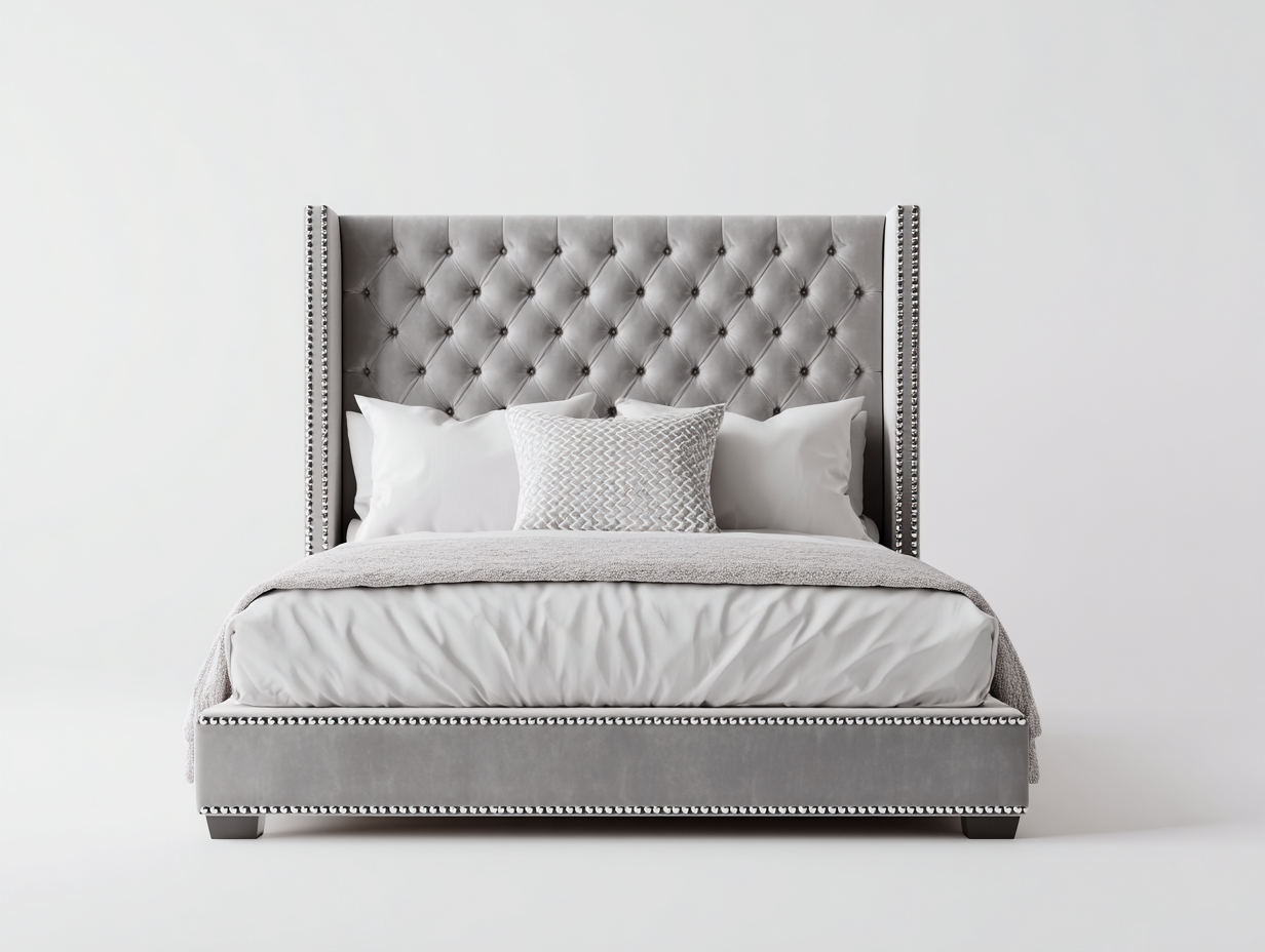 Letto matrimoniale tessuto imbottito 200x160x120 cm - grigio - stile elegante per camera da letto-Livingure