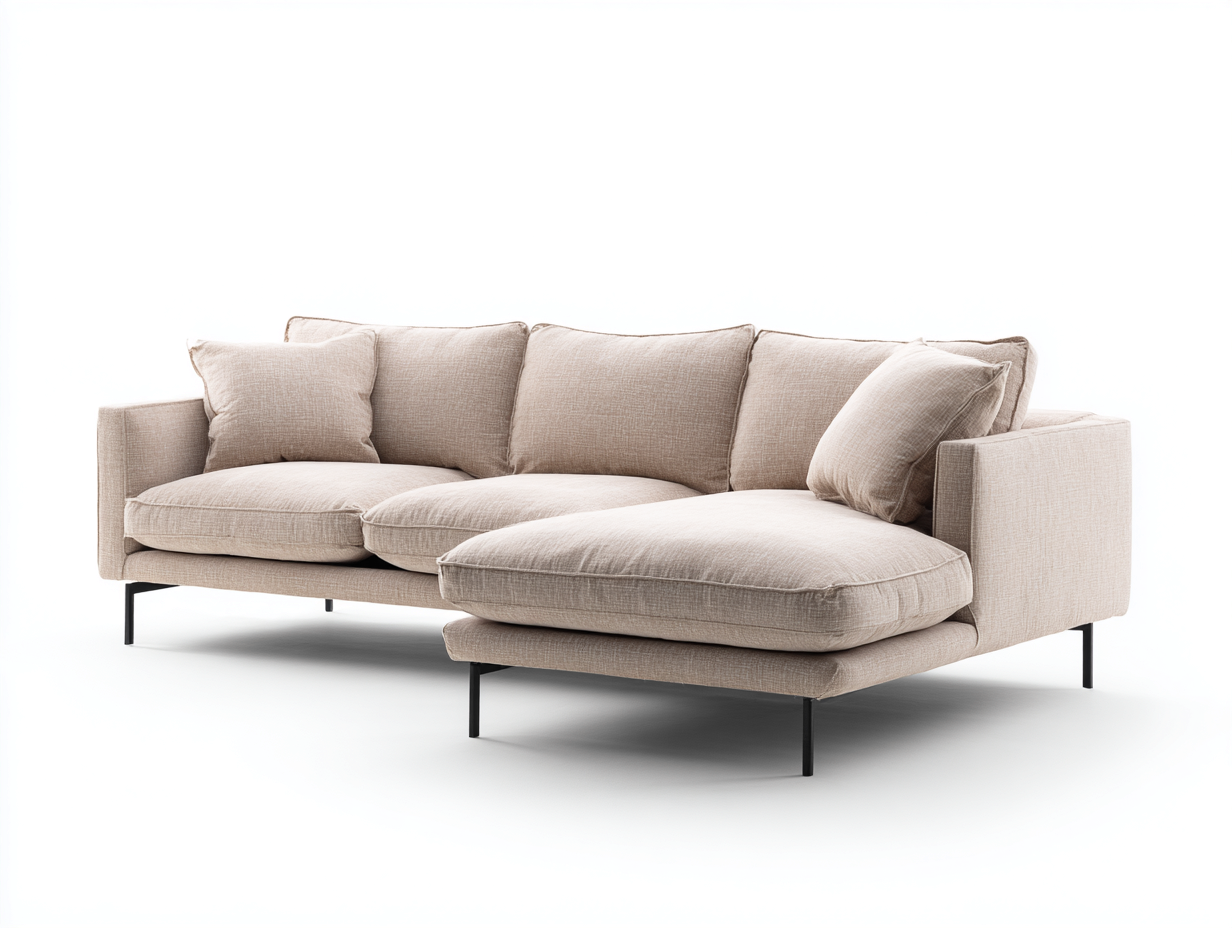 Divano angolare in tessuto 260x160x80 cm - beige - design moderno per soggiorno-Livingure