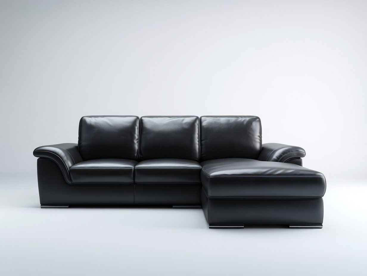 Divano angolare in pelle imbottito 290x170x88 cm - nero - design moderno per soggiorno-Livingure