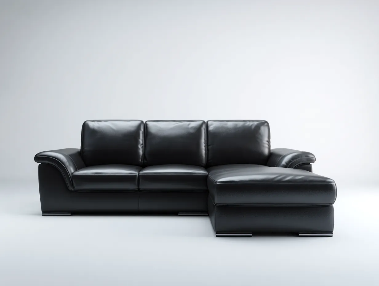 Divano angolare in pelle imbottito 290x170x88 cm - nero - design moderno per soggiorno-Livingure