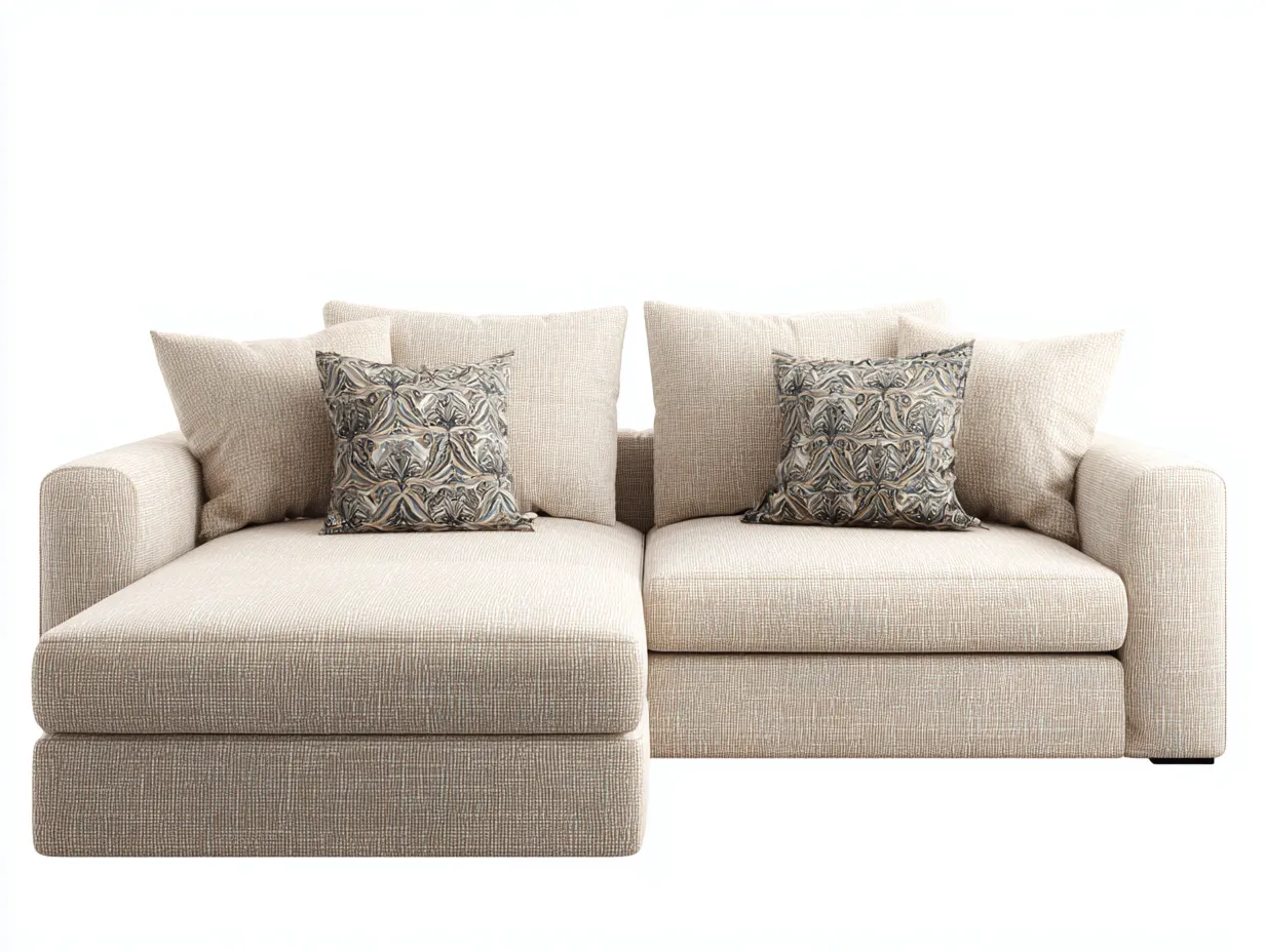 Divano angolare tessuto imbottito 260x150x85 cm - beige - stile moderno per soggiorno-Livingure