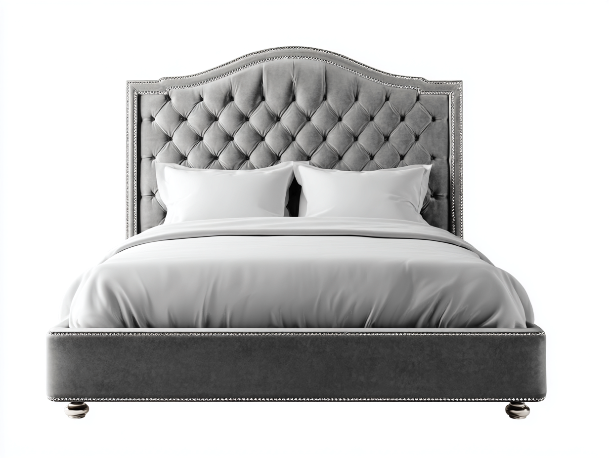 Letto matrimoniale tessuto imbottito 200x160x125 cm - grigio - stile classico elegante per camera da letto-Livingure