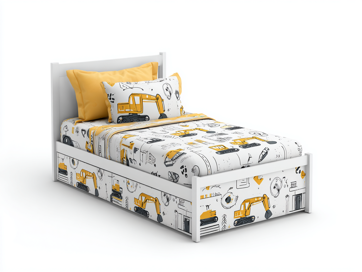 Letto singolo in legno 205x98x90 cm - bianco-giallo - design funzionale per camera da letto-Livingure