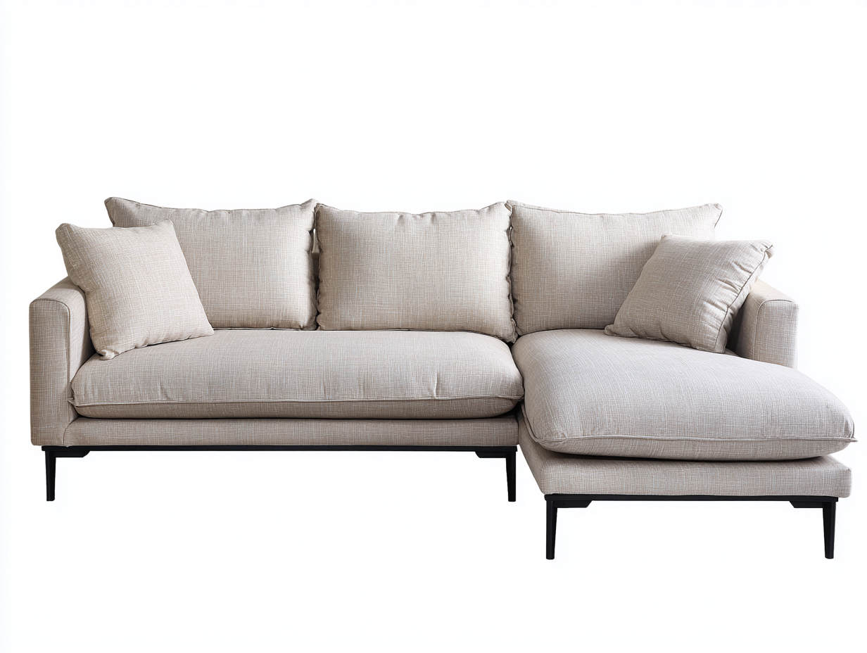 Divano angolare in tessuto 265x165x82 cm - beige - design moderno per soggiorno-Livingure