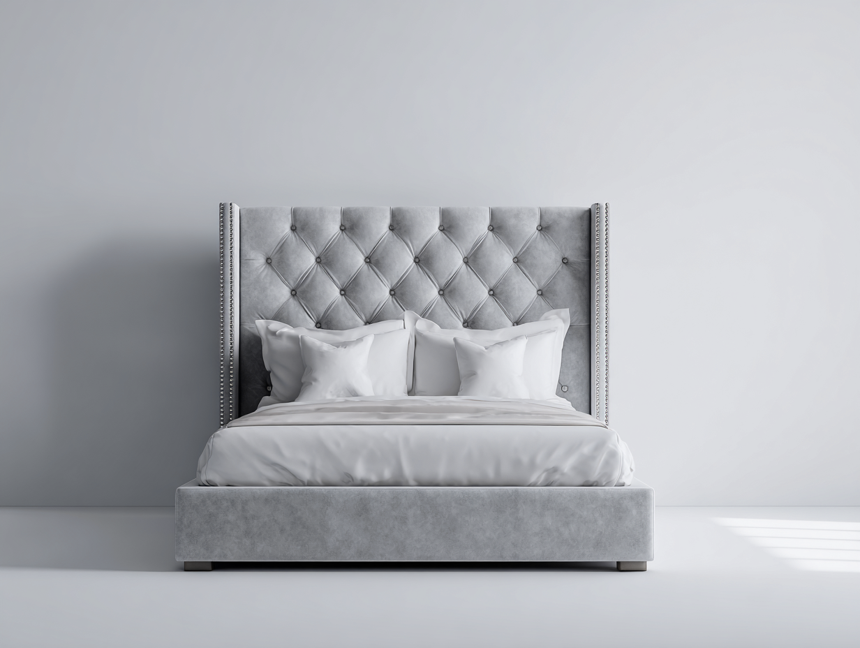 Letto matrimoniale imbottito in tessuto 168x212x125 cm - grigio - design elegante per camera da letto-Livingure