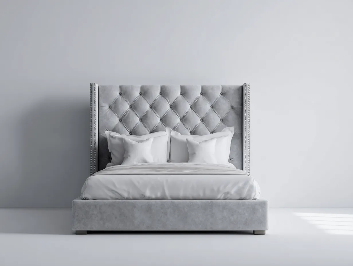 Letto matrimoniale imbottito in tessuto 168x212x125 cm - grigio - design elegante per camera da letto-Livingure