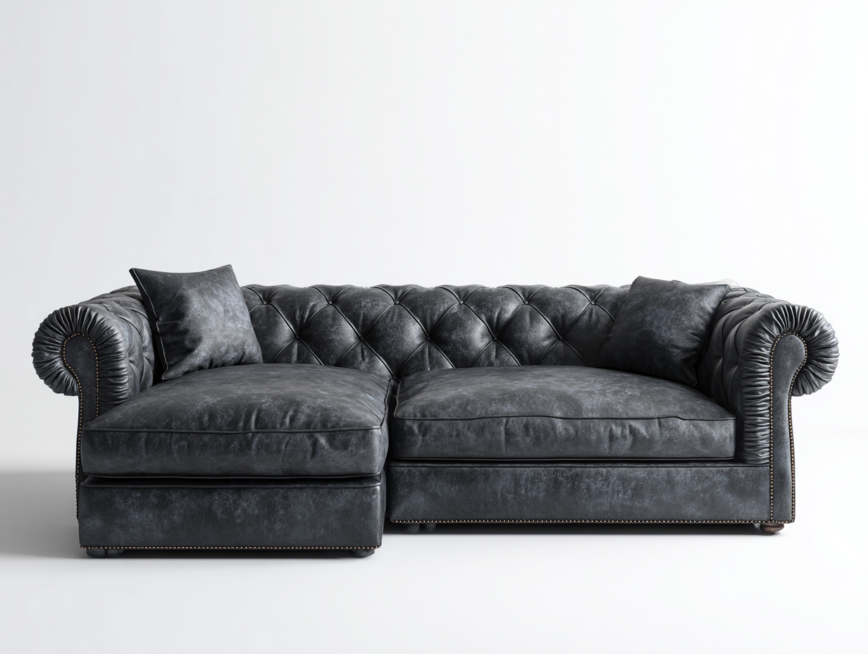 Divano angolare in similpelle 255x165x75 cm - nero - stile classico per soggiorno-Livingure