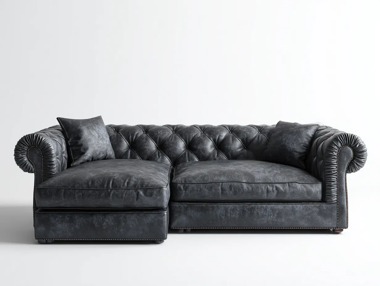 Divano angolare in similpelle 255x165x75 cm - nero - stile classico per soggiorno-Livingure