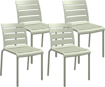 Lot de 4 Chaises de Jardin Bistro Empilables en Polypropylène Vert 42x54x78 cm-Dwellingixe
