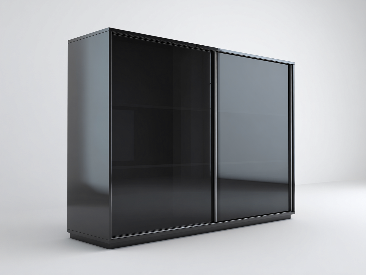 Vitrine en verre et métal 160x40x80 cm - Noir-Gris - Design moderne pour séjour-Dwellingixe