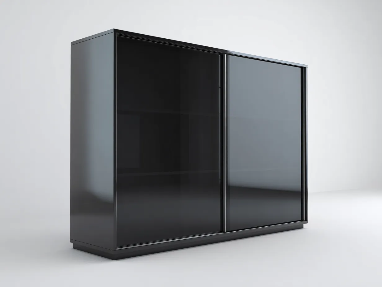 Vitrine en verre et métal 160x40x80 cm - Noir-Gris - Design moderne pour séjour-Dwellingixe