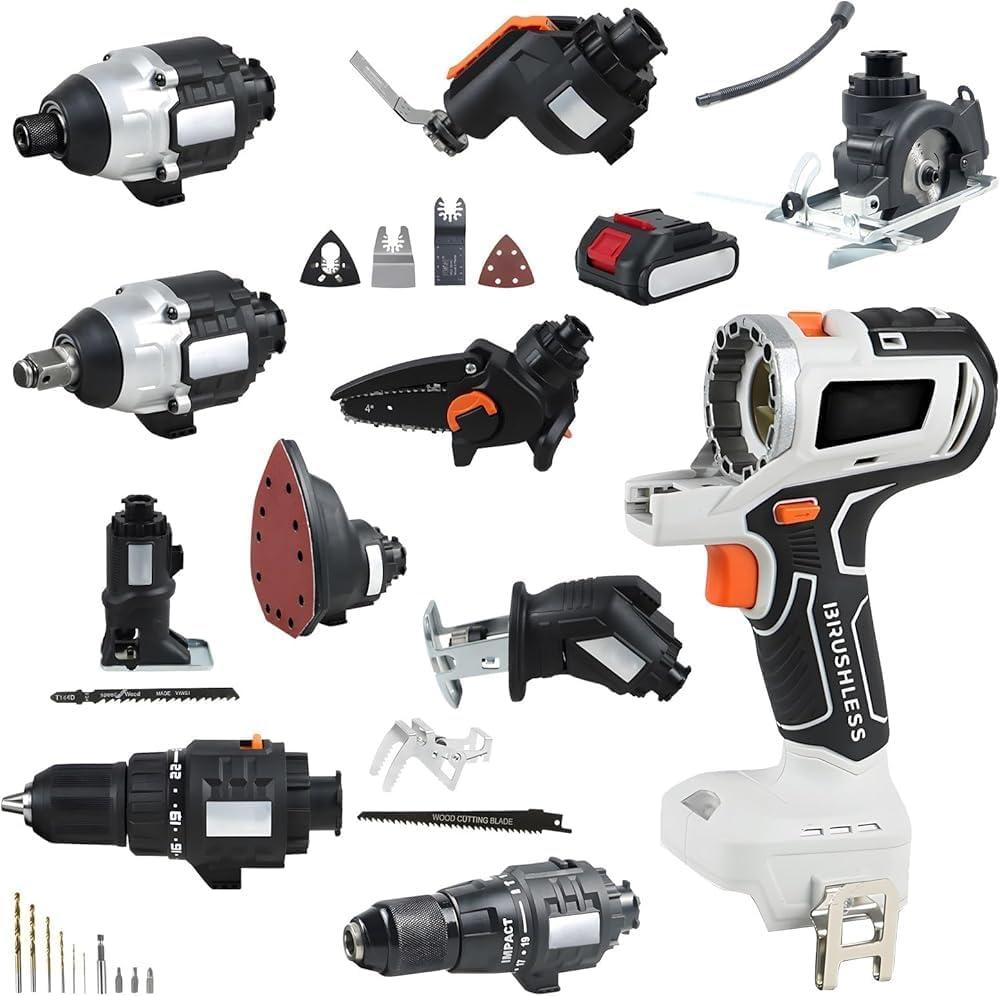Kit combiné d’outils électriques sans balais sans fil – ensemble multifonction pour travail du bois – batterie et boîte à outils incluses – portable – Generic-Dwellingixe