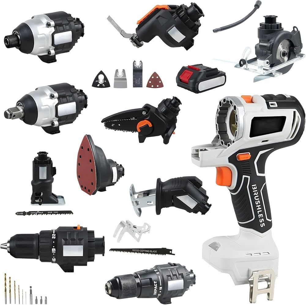 Kit combiné d’outils électriques sans balais sans fil – ensemble multifonction pour travail du bois – batterie et boîte à outils incluses – portable – Generic-Dwellingixe