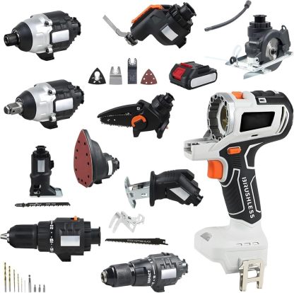 Kit combiné d’outils électriques sans balais sans fil – ensemble multifonction pour travail du bois – batterie et boîte à outils incluses – portable – Generic-Dwellingixe
