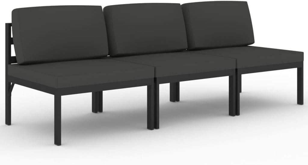 Canapé de jardin 4 places avec coussins aluminium anthracite 25,8 kg style jardin-Dwellingixe