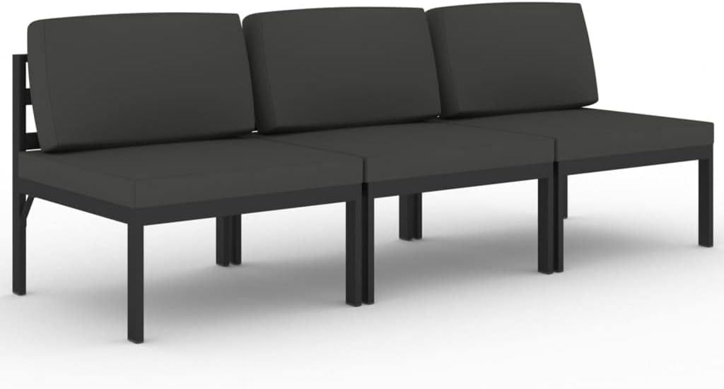 Canapé de jardin 4 places avec coussins aluminium anthracite 25,8 kg style jardin-Dwellingixe