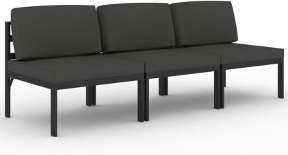 Canapé de jardin 4 places avec coussins aluminium anthracite 25,8 kg style jardin-Dwellingixe