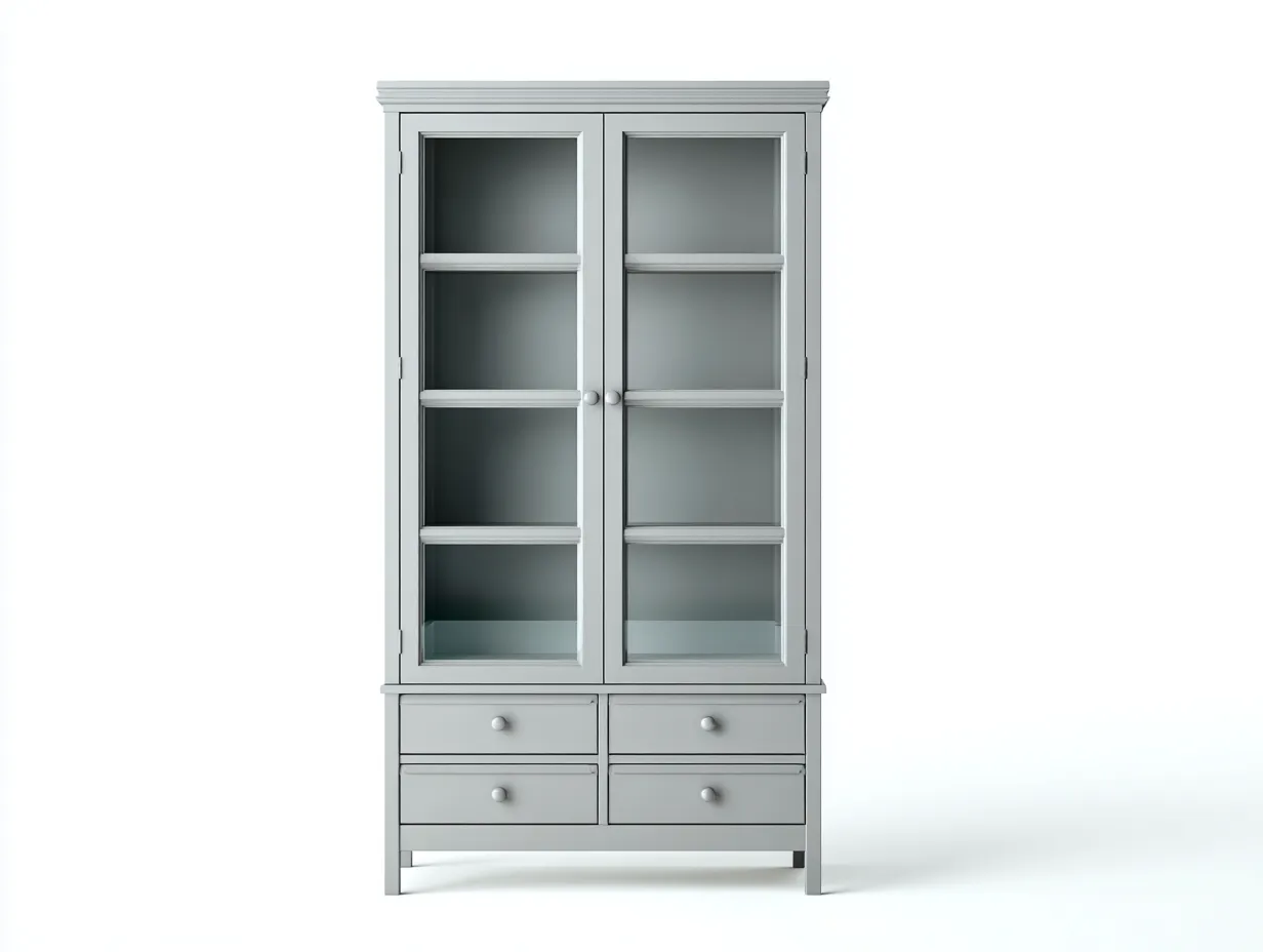 Vitrine bois verre 90x40x190 cm - gris clair - meuble de rangement et de présentation pour salon-Dwellingixe