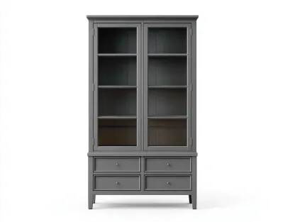 Vitrine en bois 90x40x200 cm - gris - style contemporain pour salon-Dwellingixe