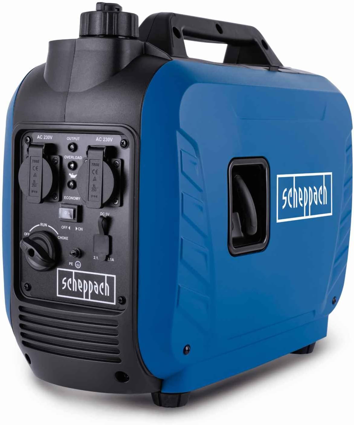 Scheppach SG2500i Groupe Électrogène Inverter 2000W, 230V, 2 prises + 2 USB, essence, 91,6 dB-Dwellingixe