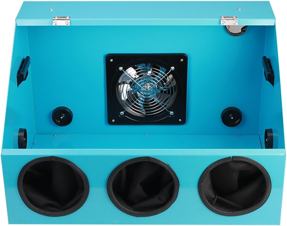 Table de Polisseuse Électrique 3 Trous Entièrement Fermée avec Ventilation et Éclairage LED Caisson Métallique Bleu-Dwellingixe