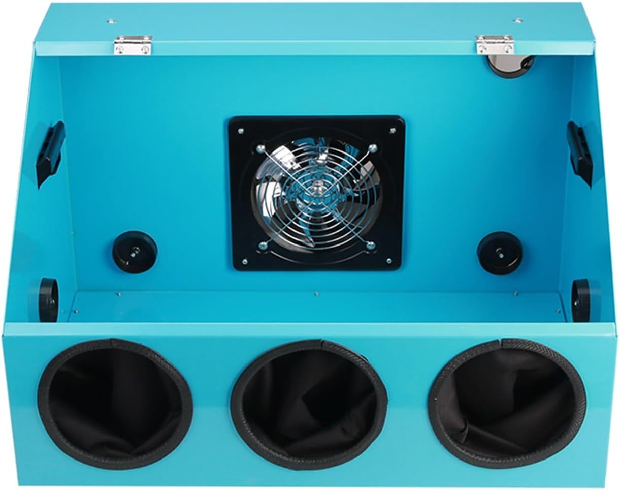 Table de Polisseuse Électrique 3 Trous Entièrement Fermée avec Ventilation et Éclairage LED Caisson Métallique Bleu-Dwellingixe