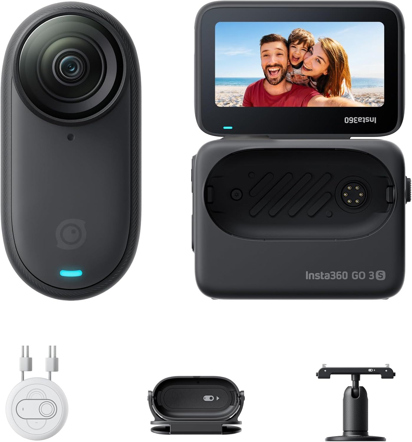 Insta360 GO 3S Noir Minuit 128GB Caméra vlog 4K étanche 10 m stabilisation écran 2.2 pouces Bluetooth Wi-Fi-Dwellingixe