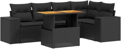 vidaXL Salon de Jardin 6 pcs résine tressée noir avec coussins 100 x 55 x 73 cm-Dwellingixe