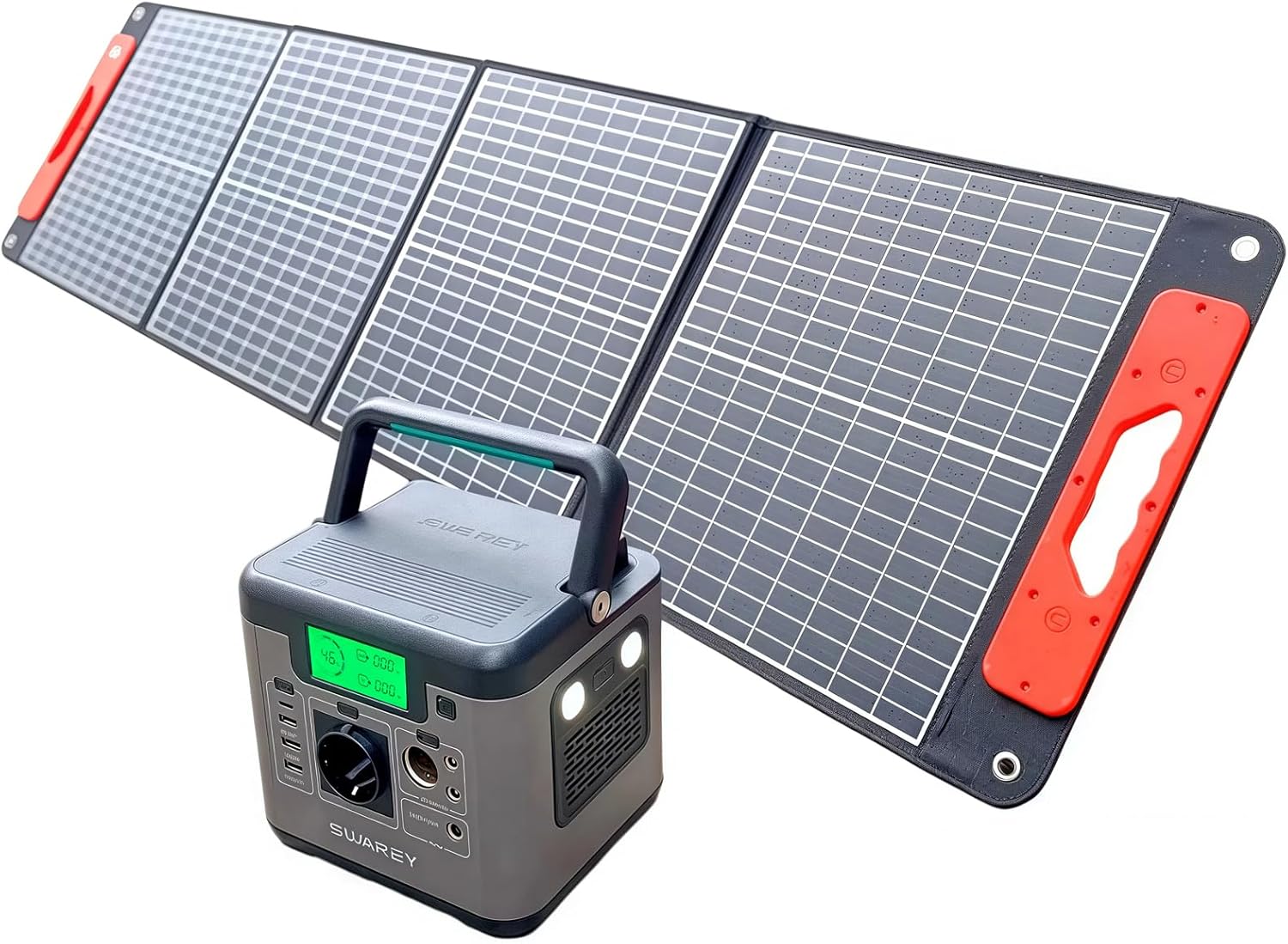SWAREY Kit Énergie Solaire Portable - Générateur 500W 518Wh avec Panneau Solaire Pliable 100W, Recharge AC/DC/USB/Type-C/QC3.0 pour Camping, Voyage et Urgence-Dwellingixe
