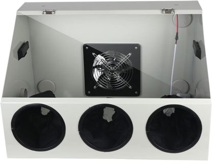 Table de polisseuse électrique 3 trous – caisson à poussière métallique fermé – panneau acrylique – kit ventilation et éclairage LED – blanc-Dwellingixe