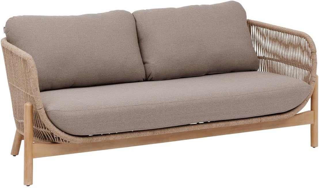 Canapé de Jardin Deona Taupe et Acacia 2 Places avec Coussins Déperlants Déhoussables 178,5x78x79,5 cm Beige et Acacia-Dwellingixe