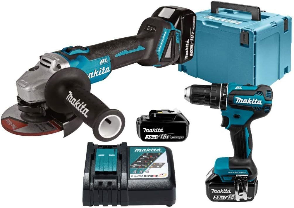 MAKITA DLX2334J Combopack 2 outils 18V LXT avec 3 batteries 3,0Ah en coffret Mackpac (DHP485Z + DGA504Z)-Dwellingixe