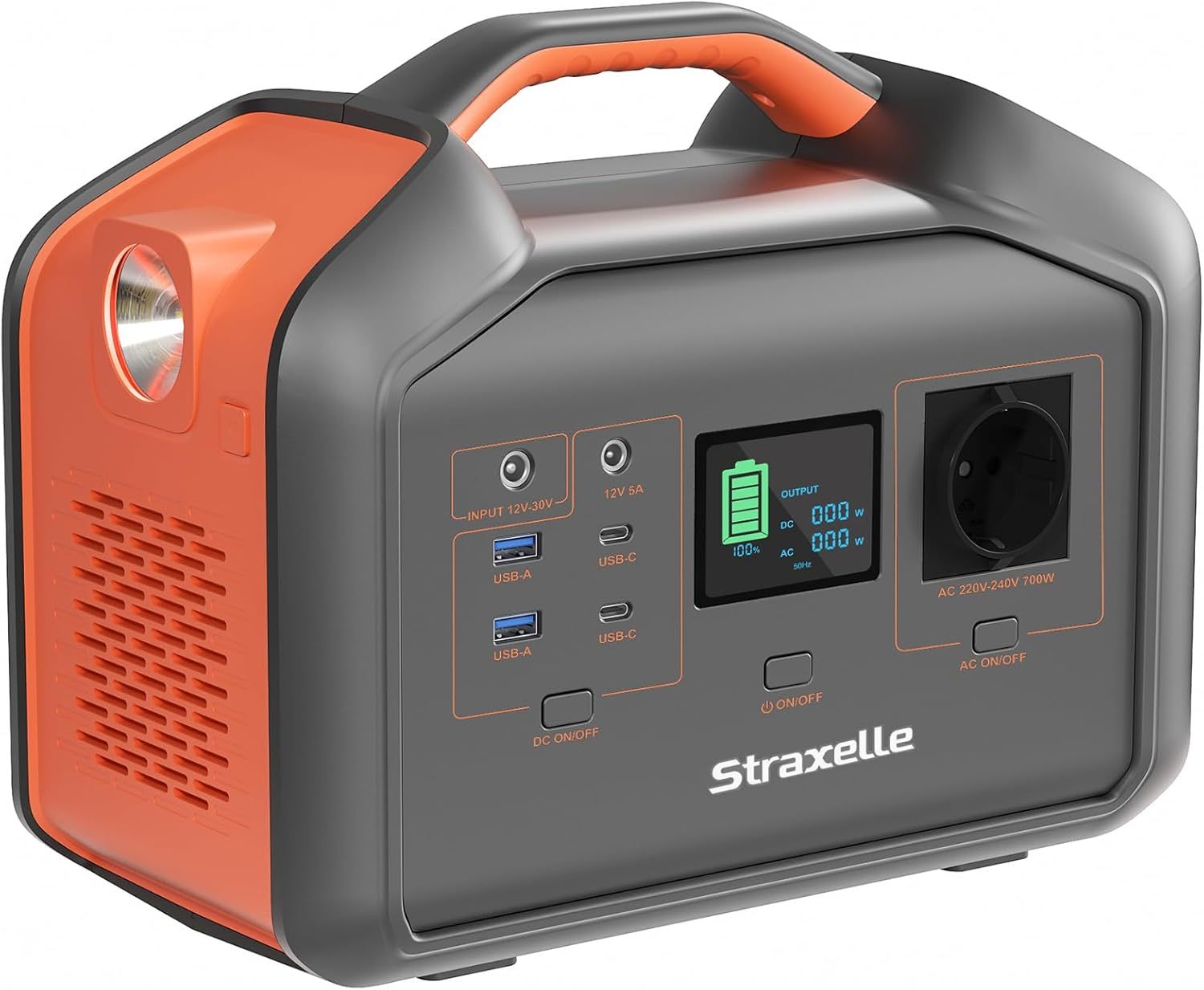 Straxelle Générateur Électrique Portable 700W, Station Solaire 519,48Wh avec Écran LCD et Ports USB-A et C pour Extérieur, Garage, Voyage, Camping, Jardin, Urgence-Dwellingixe