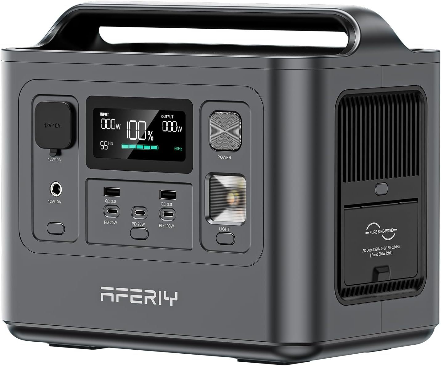 AFERIY Générateur Électrique Portable 800W, Batterie LiFePO4 512Wh, Charge Rapide 1H, Prise EU 220-240V, UPS, Générateur Solaire pour Camping, Maison et Bureau, Garantie 7 Ans-Dwellingixe