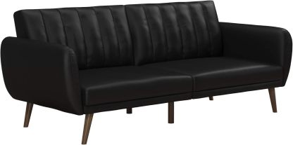 Novogratz Brittany Canapé-Lit convertible 3 places similicuir noir 207 x 88 x 80 cm-Dwellingixe