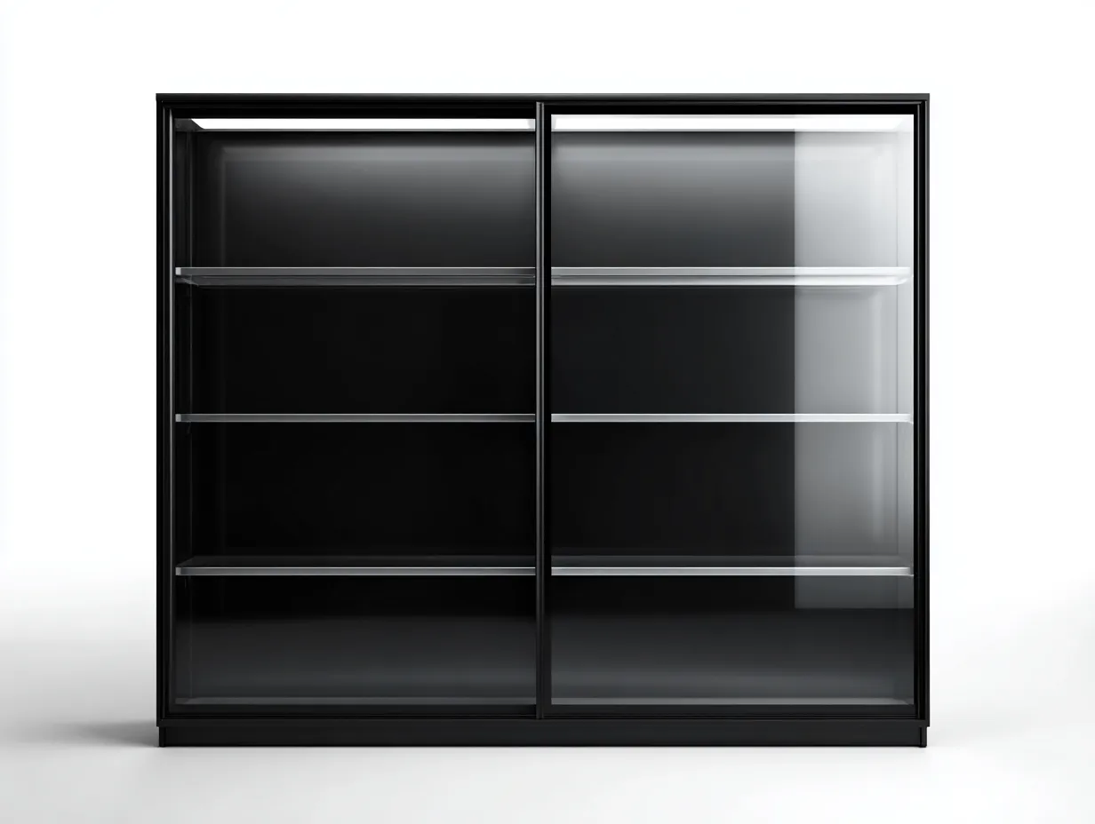 Vitrine en verre et métal 120x40x100 cm - noir - design moderne pour salon-Dwellingixe