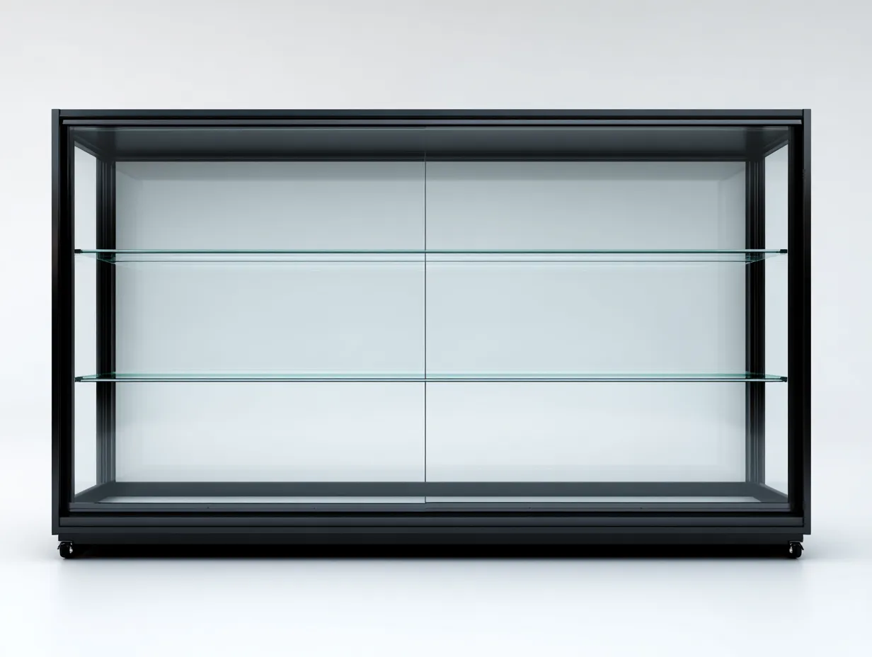 Vitrine en verre et métal 160x40x80 cm - Noir - Design moderne pour séjour-Dwellingixe