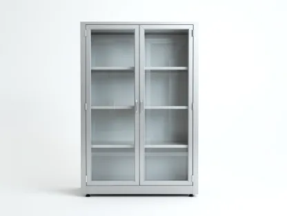 Vitrine en métal et verre 80x40x180 cm - gris clair - style moderne pour salon-Dwellingixe