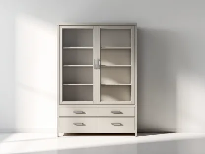 Vitrine en bois et verre 90x45x180 cm - beige - design moderne pour salon-Dwellingixe