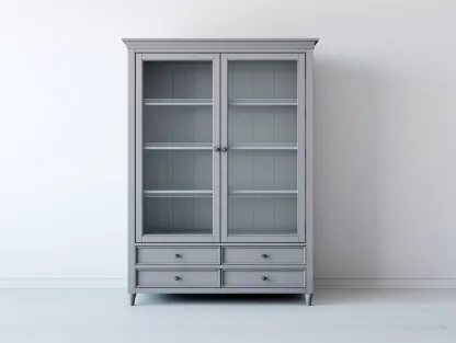 Vitrine en bois et verre 90x40x180 cm - Gris - Style classique pour séjour-Dwellingixe
