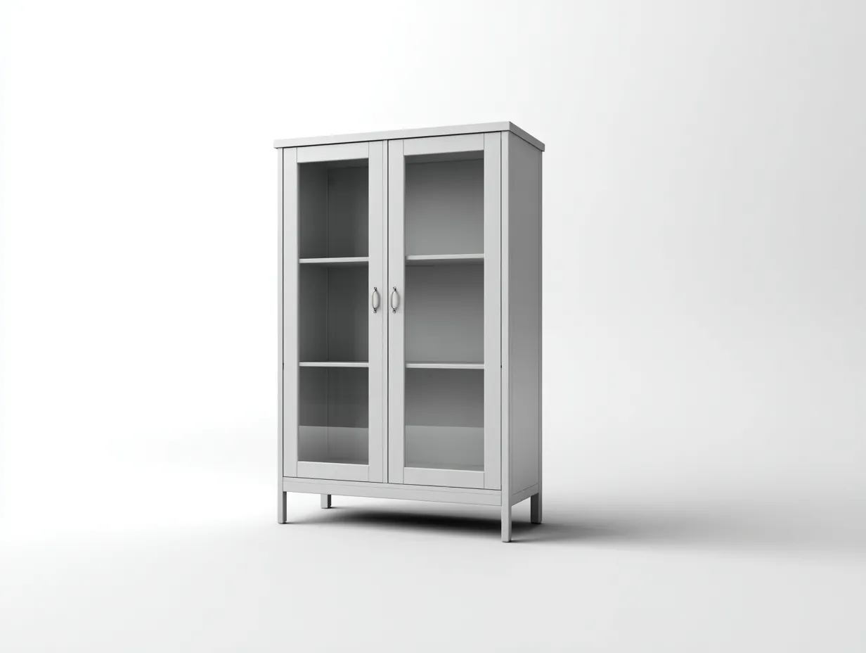 Vitrine bois verre 80x40x170 cm - gris clair - meuble de rangement et de présentation pour intérieur-Dwellingixe