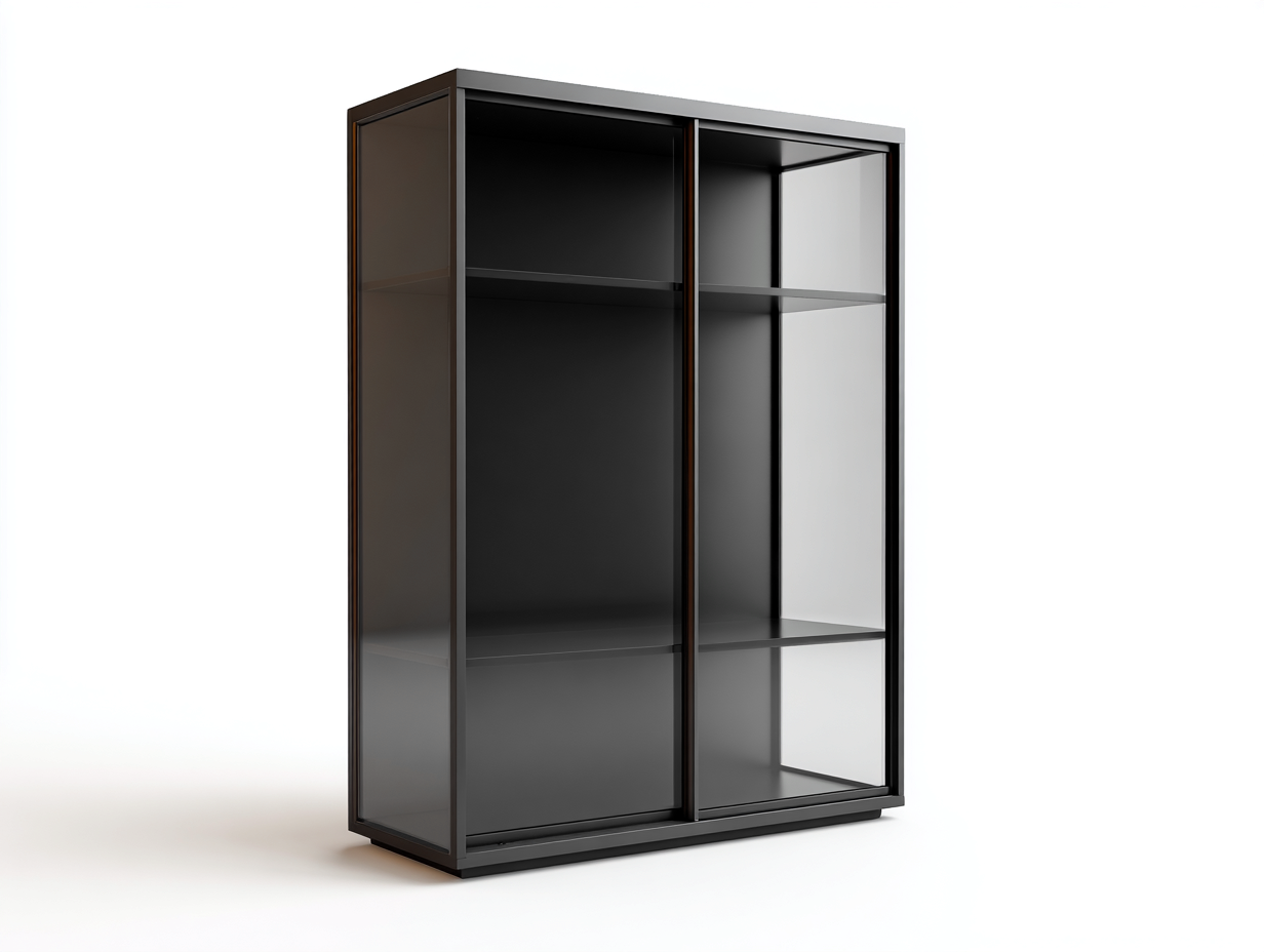 Vitrine en verre et métal pour salon 100x40x180 cm - noir fumé - design contemporain-Dwellingixe